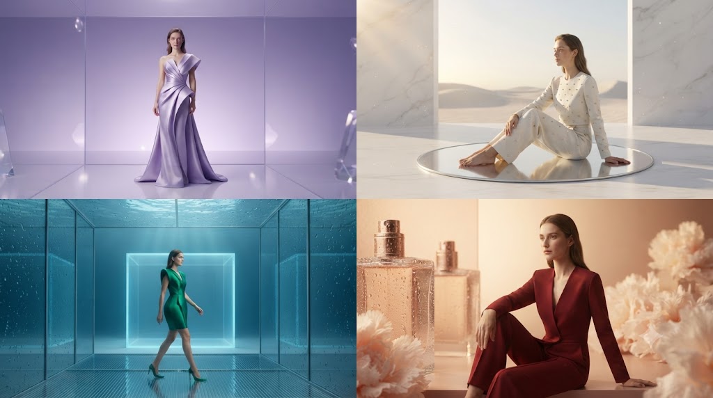Surreal Fashion Editorial Collage: 4 Worlds, 1 Model