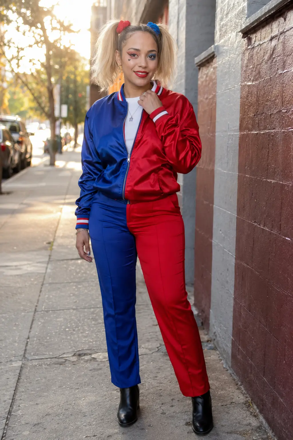Harley Quinn Cosplay Side-profile Snapshot | HowToWritePrompt
