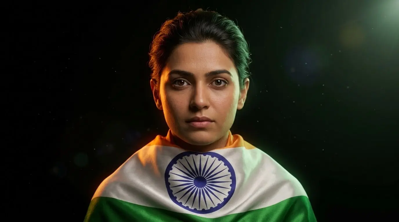 Proud Indian Woman Draped in the Tricolor | Independence Day Patriotic Portrait