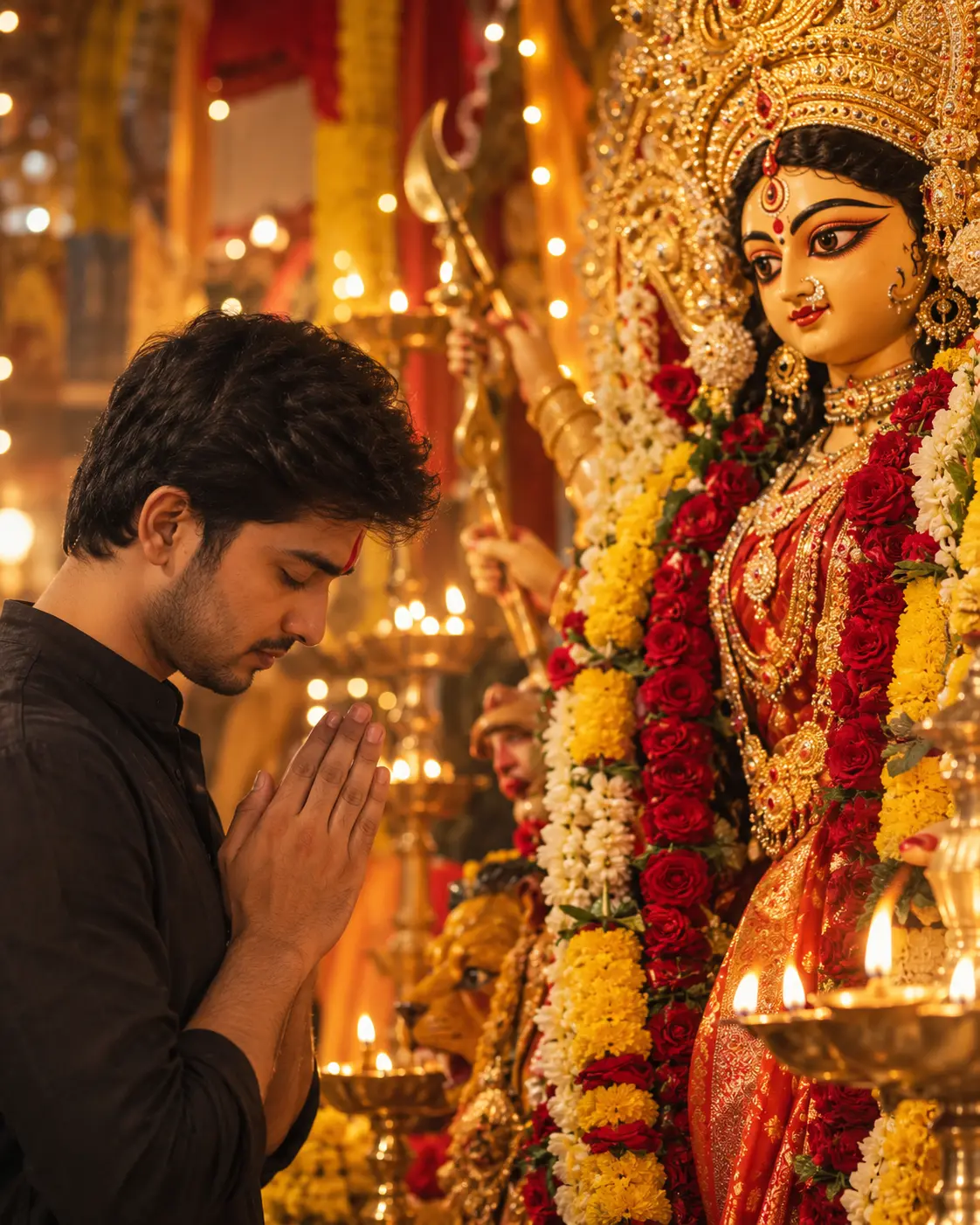 Navratri Devotion AI Prompt: Realistic Durga Puja Portrait