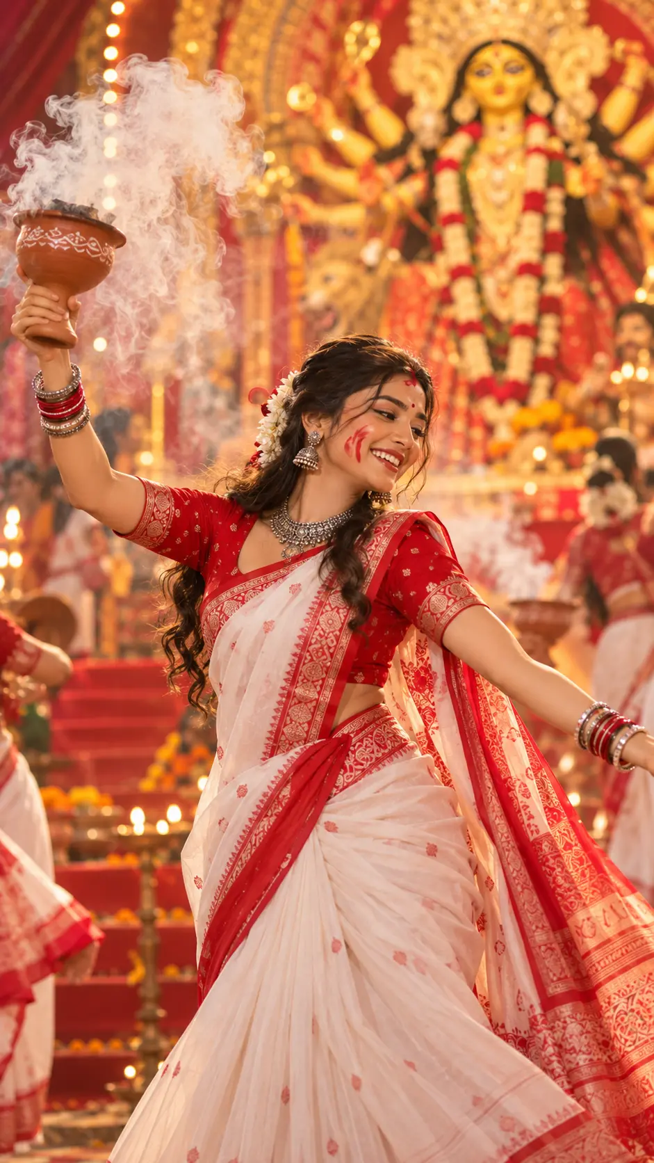 Bengali Dhunuchi Dancer ✨ | Durga Puja DSLR Style Prompt AI Prompt Image